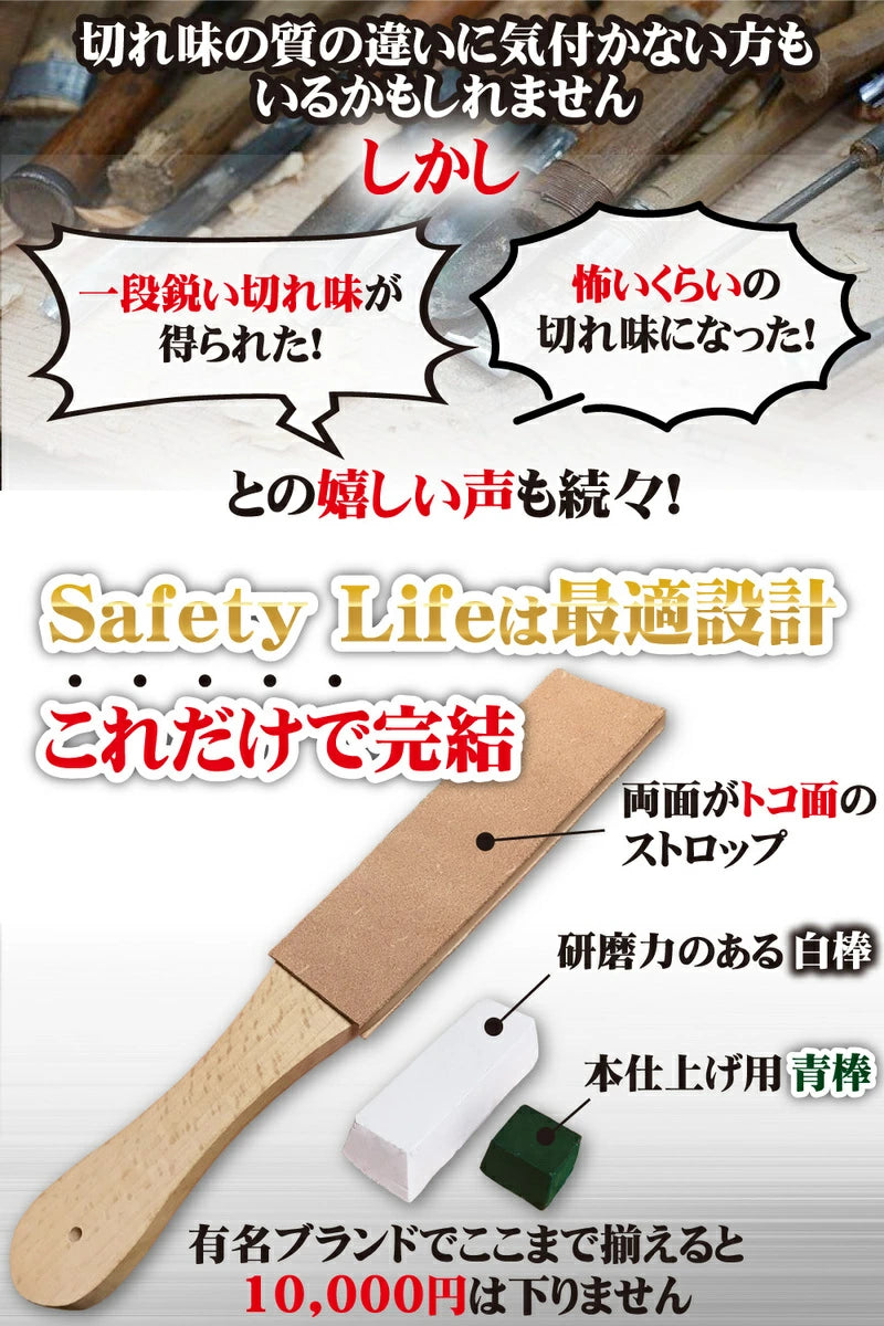 革砥 レザー ストロップ ナイフ メンテナンス 刃物 剃刀 包丁 タッチアップ 白棒 青棒 研磨剤 2種セット
